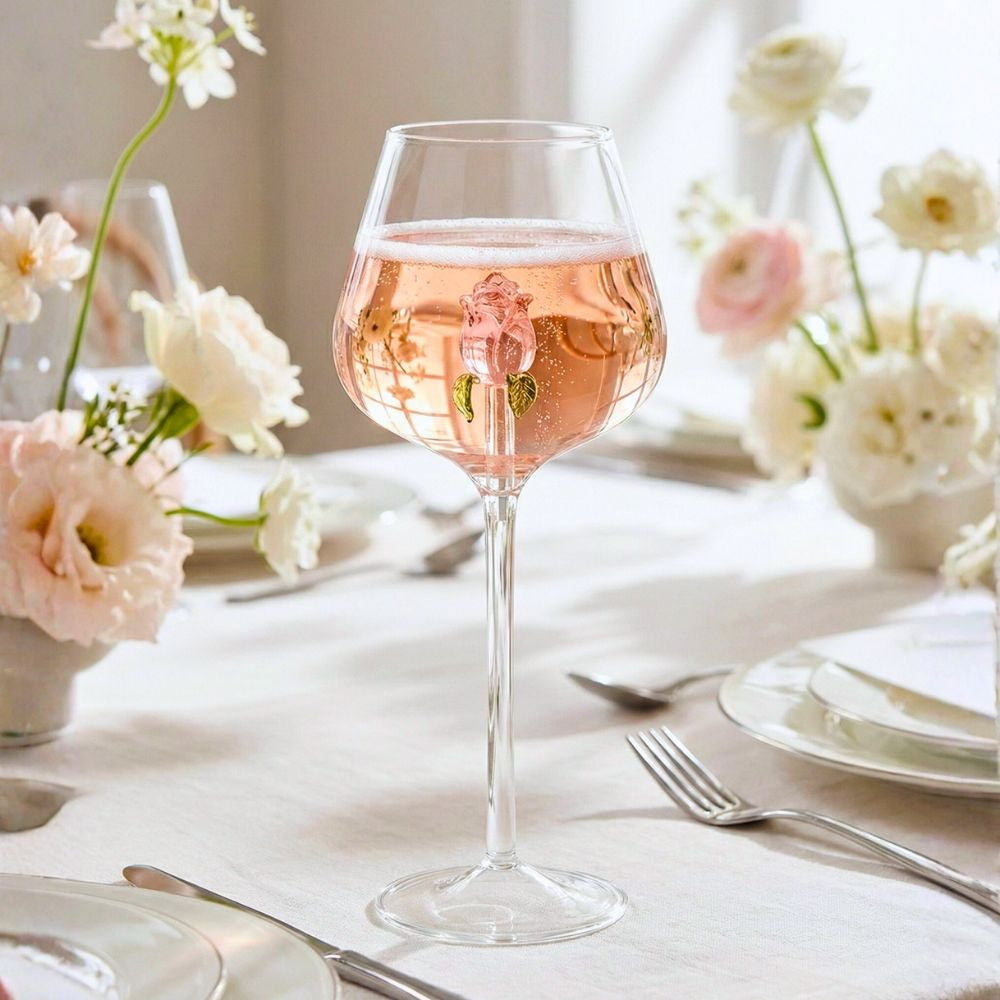 Pink Rose Borosilicate Champagne Glass – 650ML