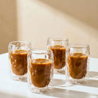 Glacier Double Wall Glass Cups – Set of 4, 400ML