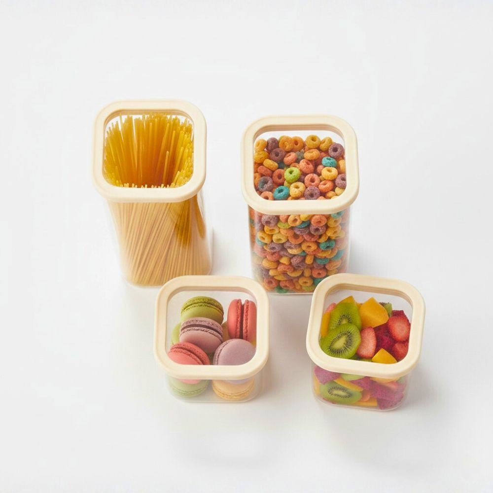 1CHASE Square Glass Storage Jars with Silicone Lids – 1800ML (Set Of 2) | Airtight & Stackable Borosilicate Food Storage Jars with Silicone Lids for Kitchen, Pantry, Snacks, Spices & Dry Food (Large)