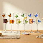 Butterfly Champagne Flute Glasses – Set of 6, 180ML (Sapphire, Emerald & Amber)