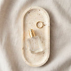 Natural Travertine Oval Stone Vanity Tray – Beige