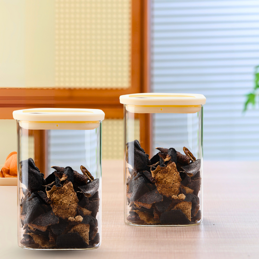 1CHASE Square Glass Storage Jars – 1500ML (Set Of 2) | Airtight & Stackable Borosilicate Food Storage Jars with Silicone Lids for Kitchen, Pantry, Snacks, Spices & Dry Food (Medium)