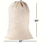 1CHASE Laundry Bags Canvas, The Extra Heavy Duty Washable Laundry Bag with Drawstring, 24X34" Extra Large Cotton Bags Clothes Travel Laundry Bag, Hamper Liner Travel Storage Sack, 60X85CM Pack of 2