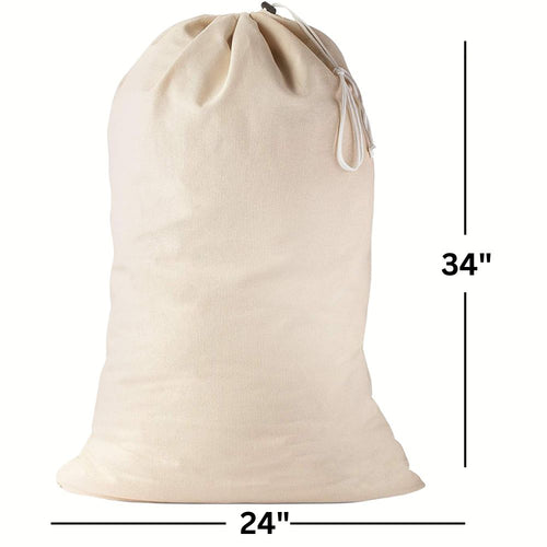 1CHASE Laundry Bags Canvas, The Extra Heavy Duty Washable Laundry Bag with Drawstring, 24X34" Extra Large Cotton Bags Clothes Travel Laundry Bag, Hamper Liner Travel Storage Sack, 60X85CM Pack of 2