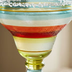 Moroccan Hand Painted Margarita Glasses – Blue Lines, Set of 2