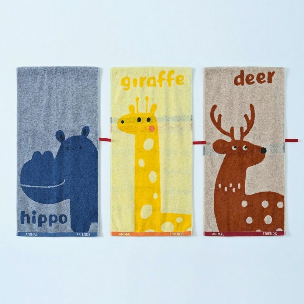 Kids Safari Animal Hand Towel Set – 3 Piece Cotton