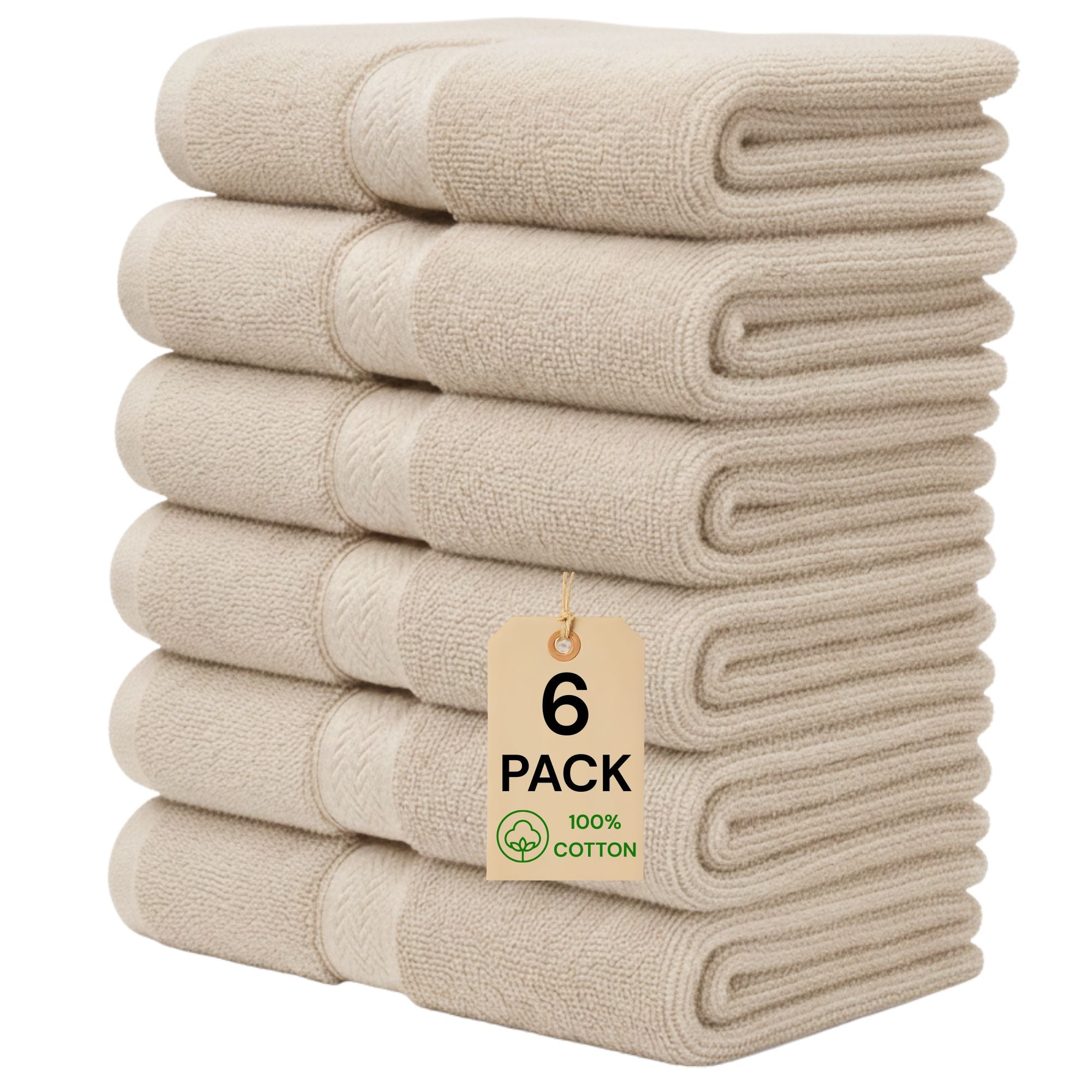 Premium Hand Towels Set of 6 | 100% Egyptian Cotton | Ultra Soft, Quick Dry – 16x30 Inches