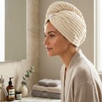 Microfiber Hair Wrap Turban Set – 3 Pack, Stripe Design