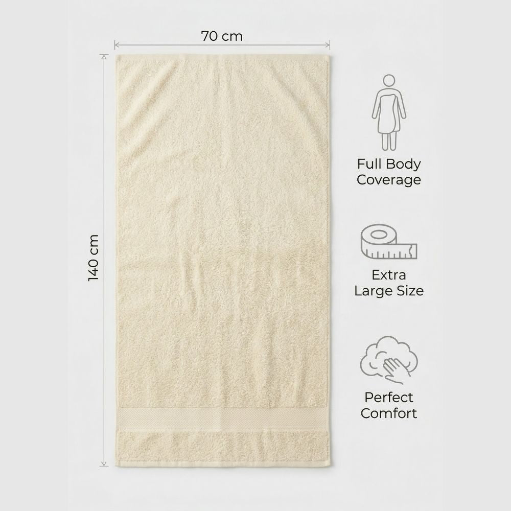 Premium Bath Towels Set of 2 | 100% Cotton 600 GSM | Ultra Soft, Quick Dry – 70x140 cm