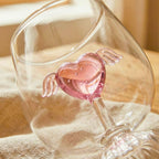 Pink Heart & Wings Borosilicate Wine Goblet – 350ML