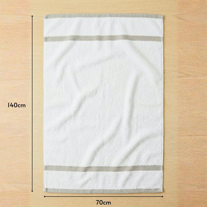 Bath Towel Set 2-Piece – 100% Cotton 600 GSM Soft & Absorbent Bathroom Towels with Border Stripe, Premium Large Towels for Home, Spa & Hotel Use