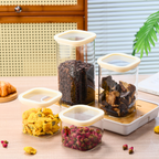 1CHASE Square Glass Storage Jars – Set of 4 (900ML, 1100ML, 1500ML, 1800ML) | Airtight & Stackable Borosilicate Food Storage Jars with Silicone Lids for Kitchen, Pantry, Snacks, Spices & Dry Food