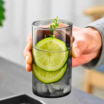 Water Jug Set – 1400ml Smoky Grey Pitcher with Walnut Handle & Lid + 6pcs 220ml Glass Cups, Heat-Resistant Drinkware for Water, Juice & Beverages