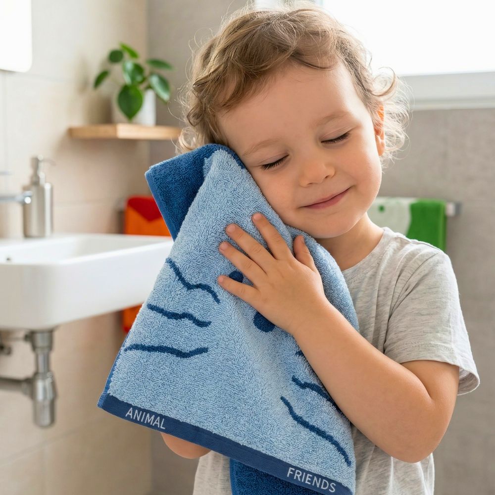 Kids Hand Towel Set 3PCS – 100% Cotton Soft & Absorbent Face Towels, Cute Cat Design Bathroom Towels for Baby, Kids, School & Daily Use