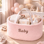 Baby Diaper Caddy Organiser – Soft Plush Nursery Basket