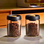 Vacuum Sealed Borosilicate Glass Jars – 600ML Airtight Food Containers for Kitchen, Pantry (Set of 2)