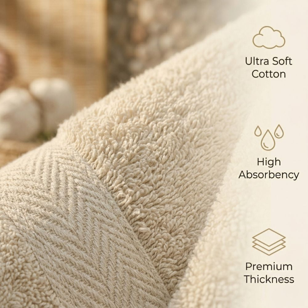 Premium Towel Set 10 Piece | 100% Egyptian Cotton 600 GSM | 2 Bath + 2 Hand + 6 Washcloths