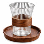Water and Drinks Carafe 1500ml with 4 Glasses 350ml , Ribbed Drinking Set