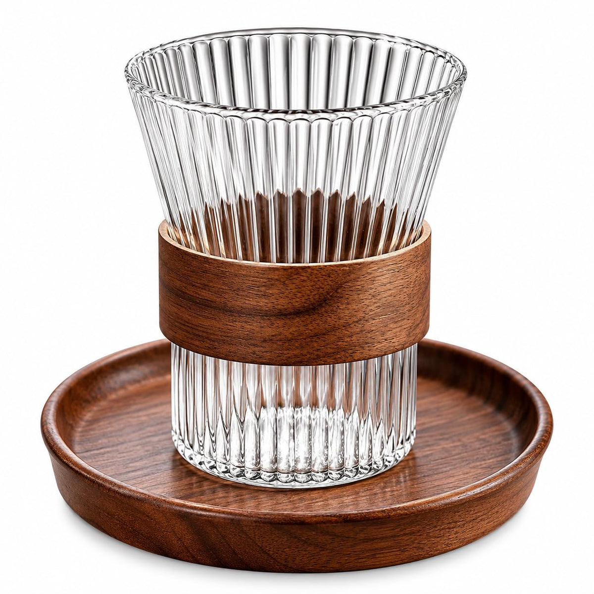 Water and Drinks Carafe 1500ml with 4 Glasses 350ml , Ribbed Drinking Set