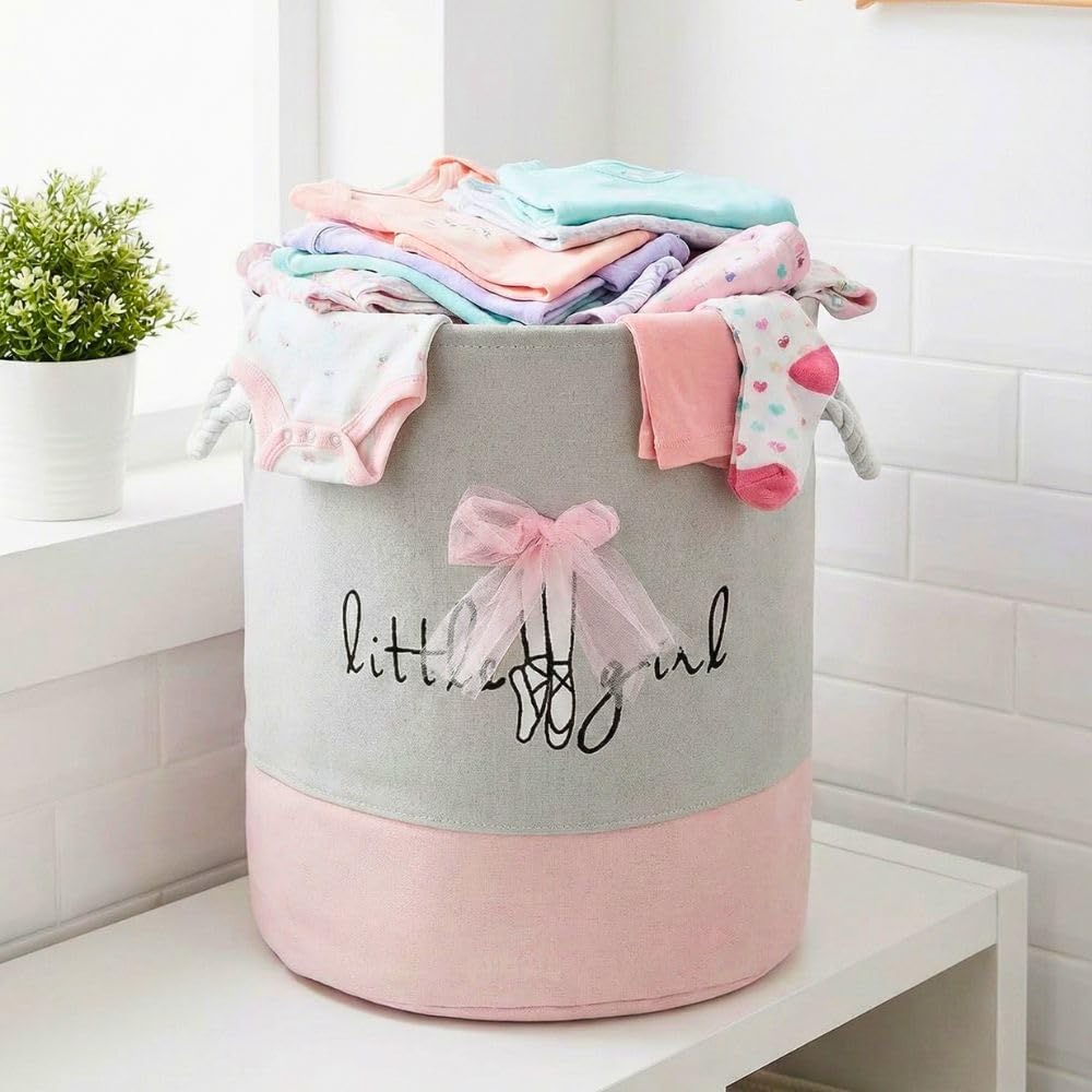 Ballet Bow Kids Foldable Laundry Basket with Handles, 35x45cm