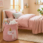 Unicorn Bliss Kids Storage Basket 45L, Foldable Canvas Laundry Hamper & Toy Organizer 35 x 40 cm