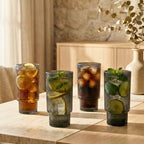 Smoky Grey Borosilicate Glass Tumbler Set 450ML,Set of 4