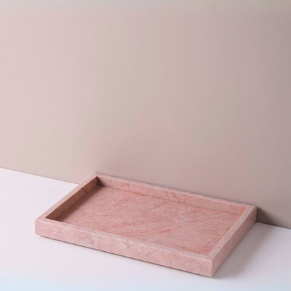 1Chase Natural Pink Marble Rectangular Tray – Elegant Serving Tray for Home Décor, Coffee Tables & Organizing Essentials