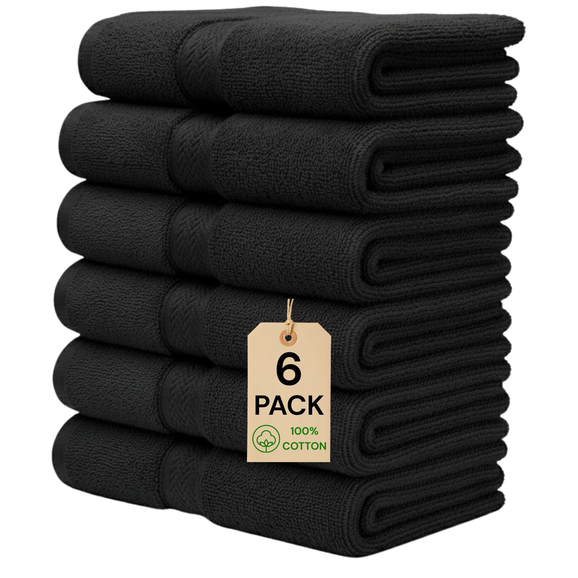 Premium Hand Towels Set of 6 | 100% Egyptian Cotton | Ultra Soft, Quick Dry – 16x30 Inches