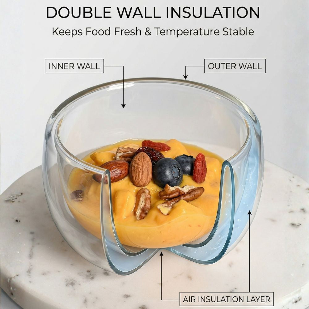 Double Wall Borosilicate Serving Bowls 300ML – Set of 2