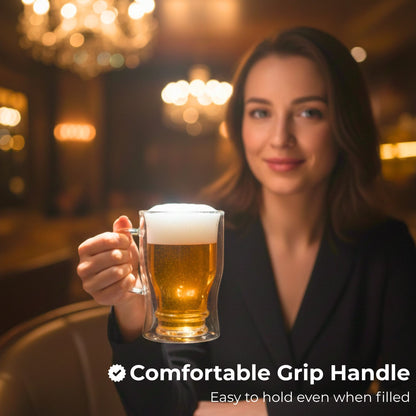 Beer Glass Mug Insulated Mug,23 oz/650ml Double Wall Mugs Pub Glass for Cold Drink and Hot Coffee, Insulated Mugs Cup, Borosilicate Glassware Bar Glass Drinking Glasses.