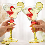 Moroccan Hand Painted Margarita Glasses – Flamingo, Set of 2
