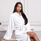 Luxury Cotton Bathrobe – Shawl Collar, Unisex, Hotel & Home