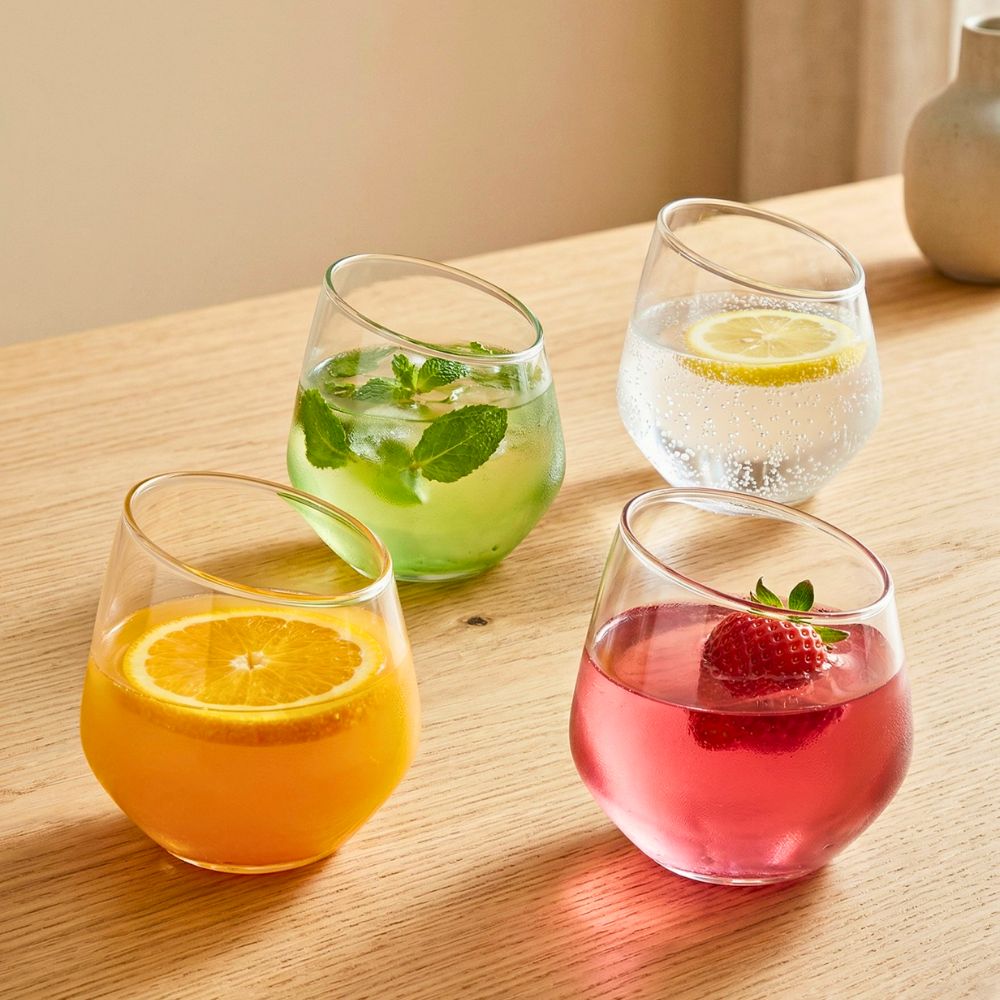 Borosilicate Slanted Crystal Whiskey Wine Glass 350 ML (4PCS)