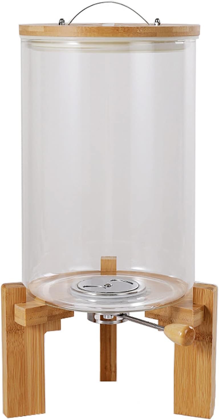 Borosilicate Glass Rice Dispenser with Wooden Stand – 8L
