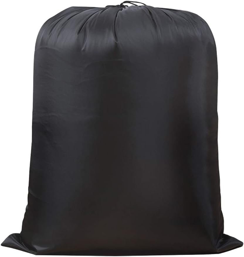 1CHASE Super XXL Heavy Duty Oxford Dirty Clothes Travel Drawstring Bags Storage Sack, 55x43"Nylon Easy fit Laundry Hamper and Basket 110 X 140 CM (Machine Washable, Black) Pack of 2