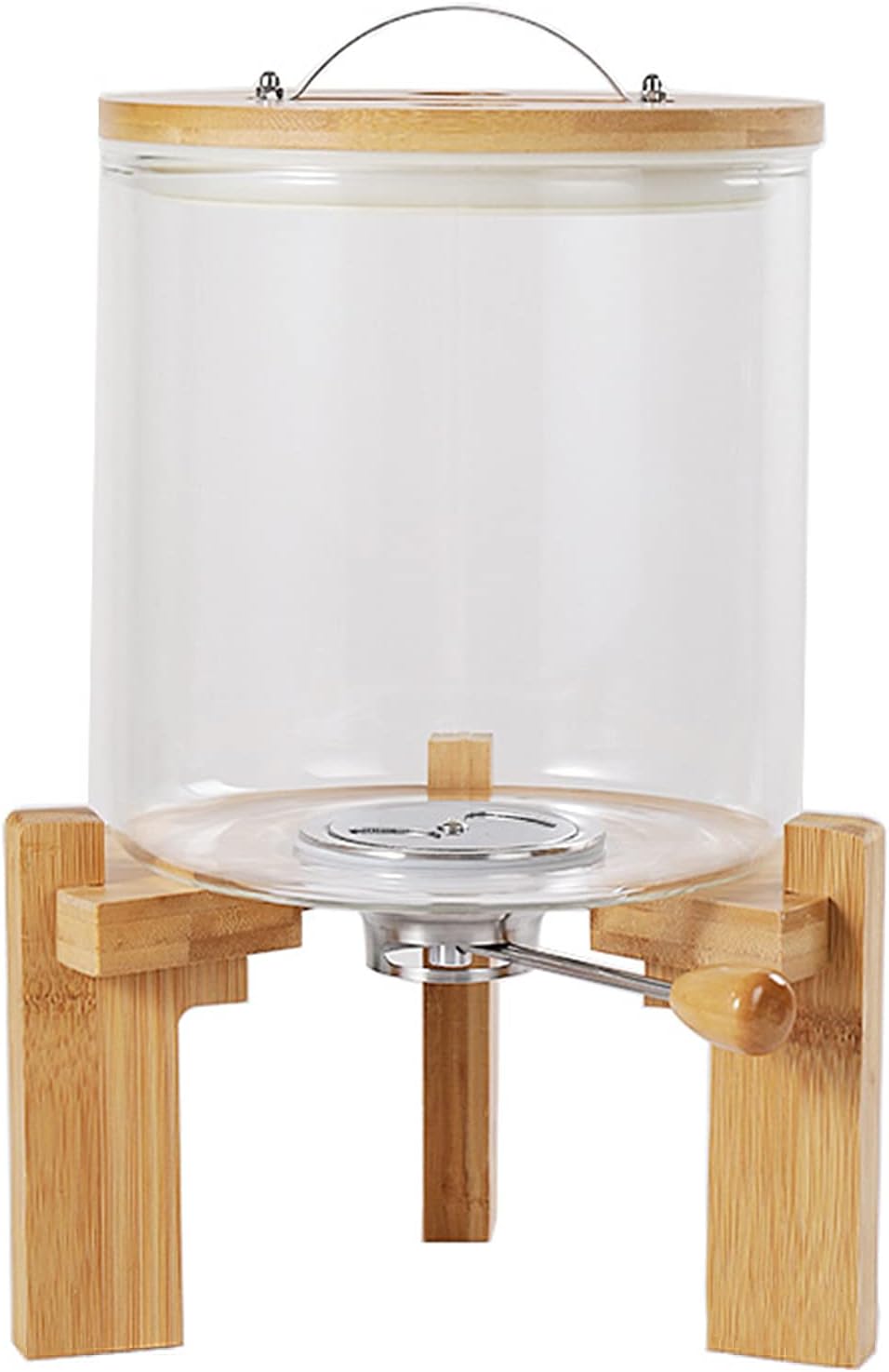 Borosilicate Glass Rice Dispenser with Wooden Stand – 5L