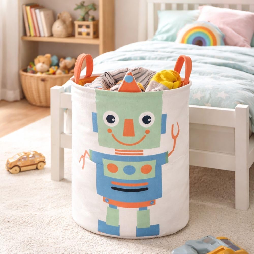 Robot Themed Robo Buddy Kids Laundry Basket 45L (40x35cm)
