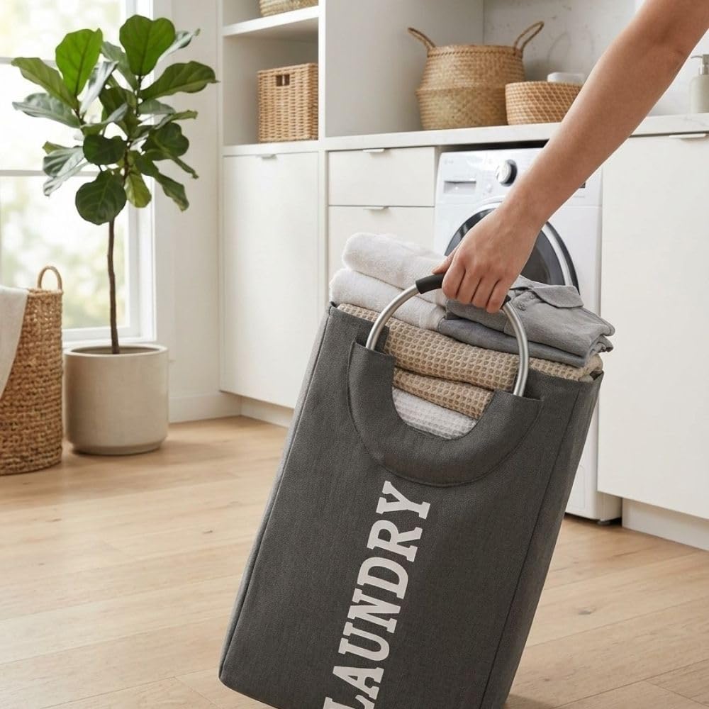 Foldable Waterproof Laundry Basket – 55L Beige