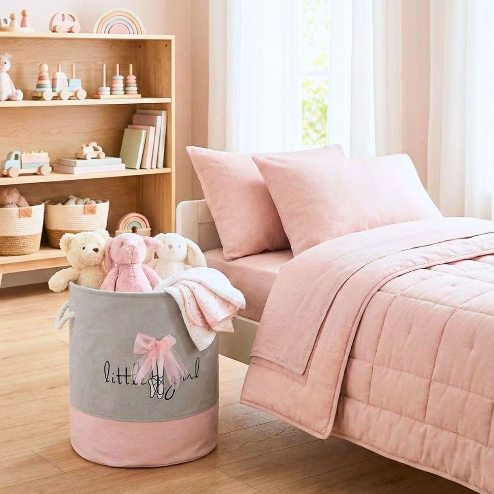 Ballet Bow Kids Foldable Laundry Basket with Handles, 35x45cm