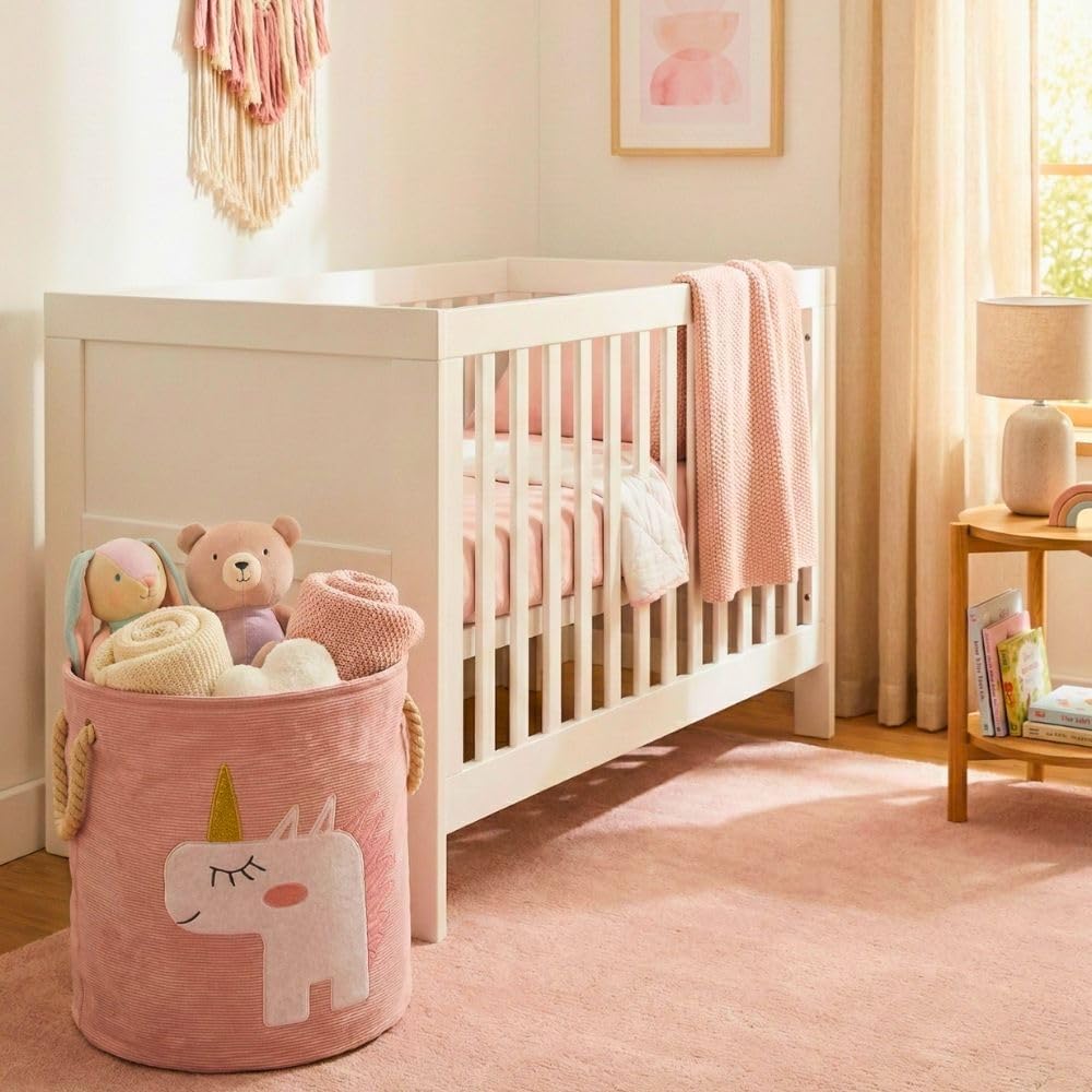 Unicorn Bliss Kids Storage Basket 45L, Foldable Canvas Laundry Hamper & Toy Organizer 35 x 40 cm