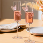 Pink Butterfly Champagne Flute Glasses 180ML – Set of 2