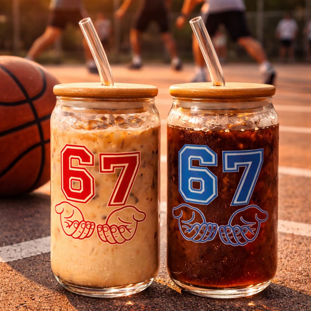 67 Sports Sipper Can Glass – Set of 2, 550ML Borosilicate