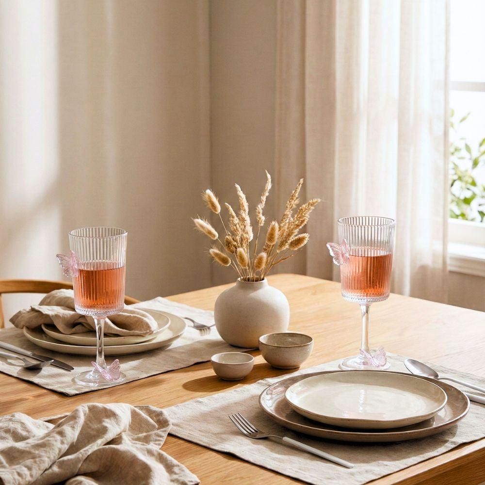 Ribbed Butterfly Wine Glasses – Set of 2