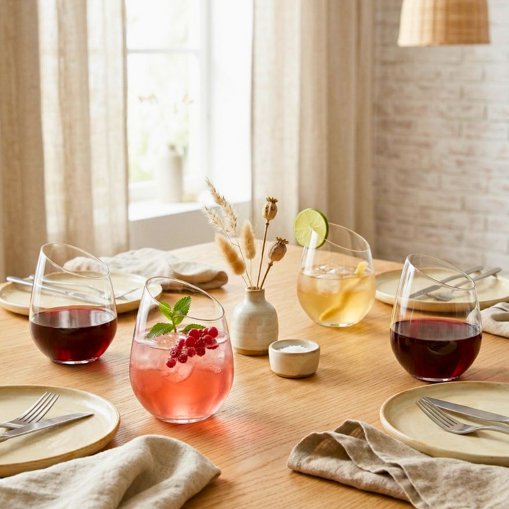 Borosilicate Slanted Crystal Whiskey Wine Glass 350 ML (4PCS)