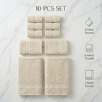 Premium Towel Set 10 Piece | 100% Egyptian Cotton 600 GSM | 2 Bath + 2 Hand + 6 Washcloths