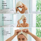 Microfiber Hair Wrap Turban Set – 3 Pack, Stripe Design