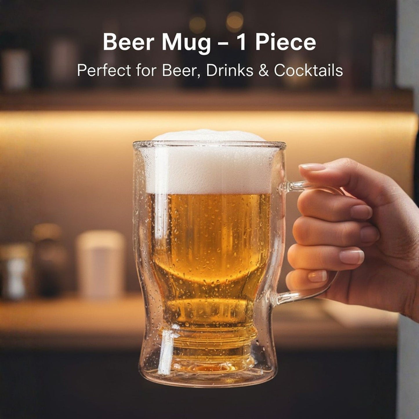 Beer Glass Mug Insulated Mug,23 oz/650ml Double Wall Mugs Pub Glass for Cold Drink and Hot Coffee, Insulated Mugs Cup, Borosilicate Glassware Bar Glass Drinking Glasses.