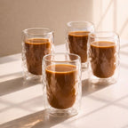 Glacier Double Wall Glass Cups – Set of 4, 400ML