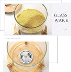 Borosilicate Glass Rice Dispenser with Wooden Stand – 5L
