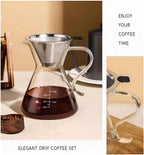 Borosilicate Glass Coffee Server Pot with Filter for Pour Over Coffee Maker 500ML